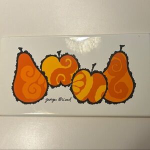 Georges Briard Orange and Yellow Ceramic Art Tile pears & apples
